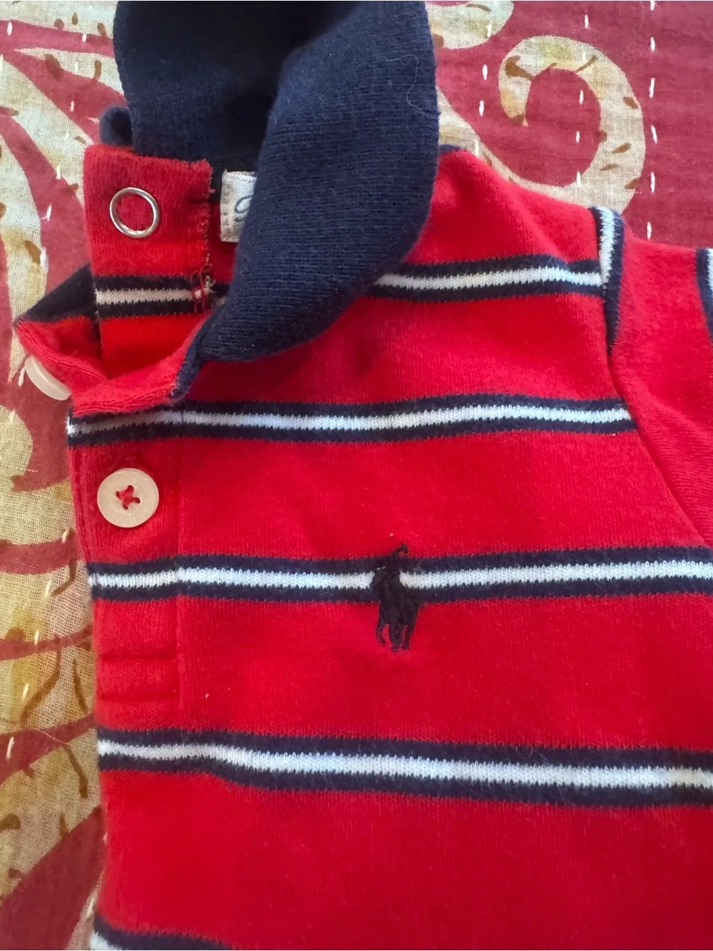 Ralph Lauren Red Navy Striped Polo One-Piece